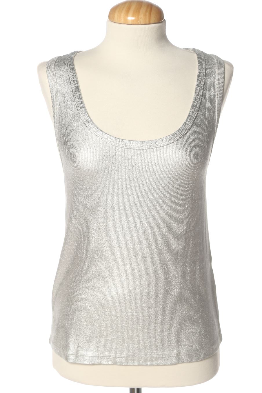 Camiseta sin mangas de Zara de la talla L, de color plateado