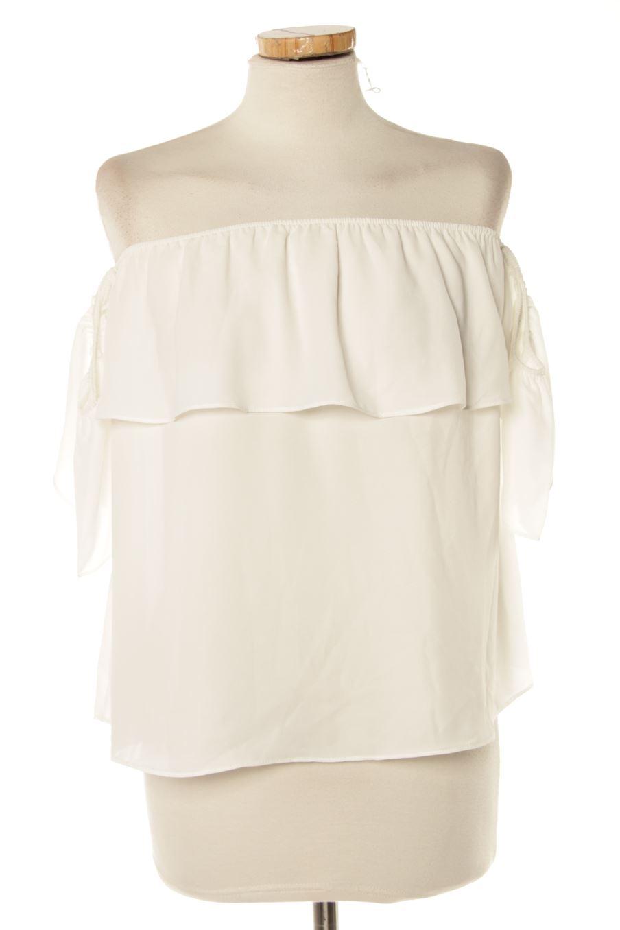 Blouse à manches courtes Stradivarius de la taille S, de couleur blanc