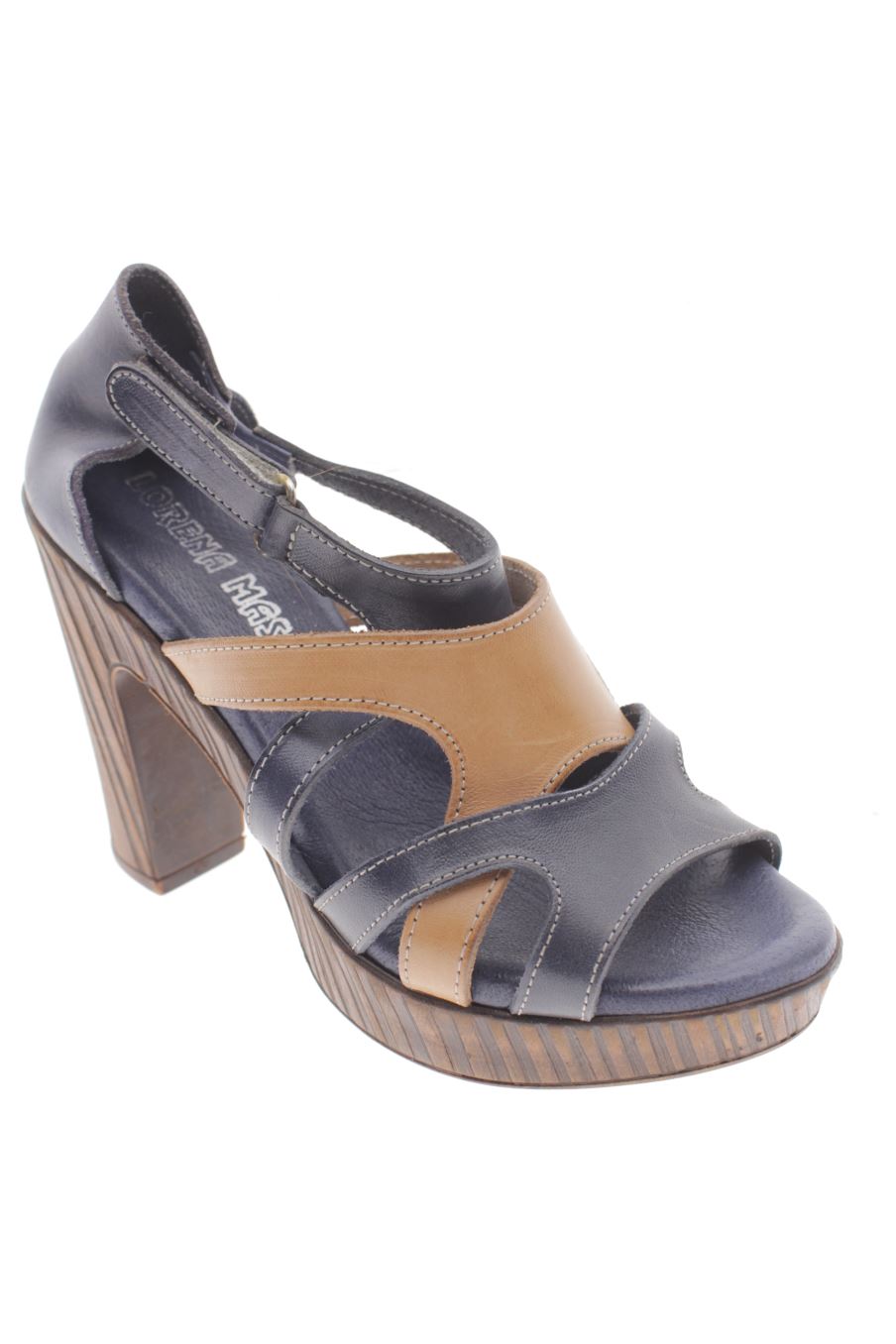 Sandalias tacon de LORENA MASSÓ de la talla 35, de color azul marino de