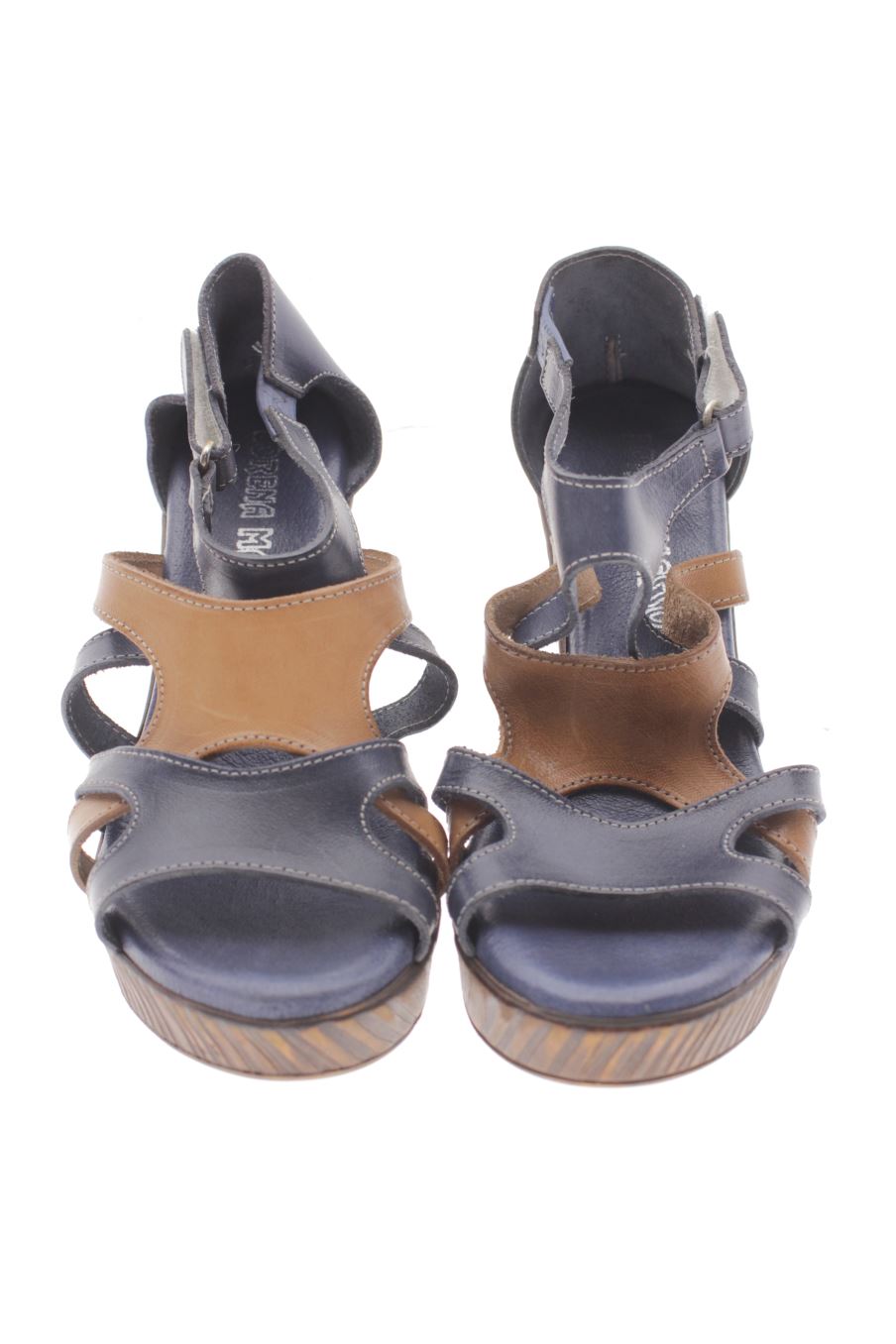 Sandalias tacon de LORENA MASSÓ de la talla 35, de color azul marino de