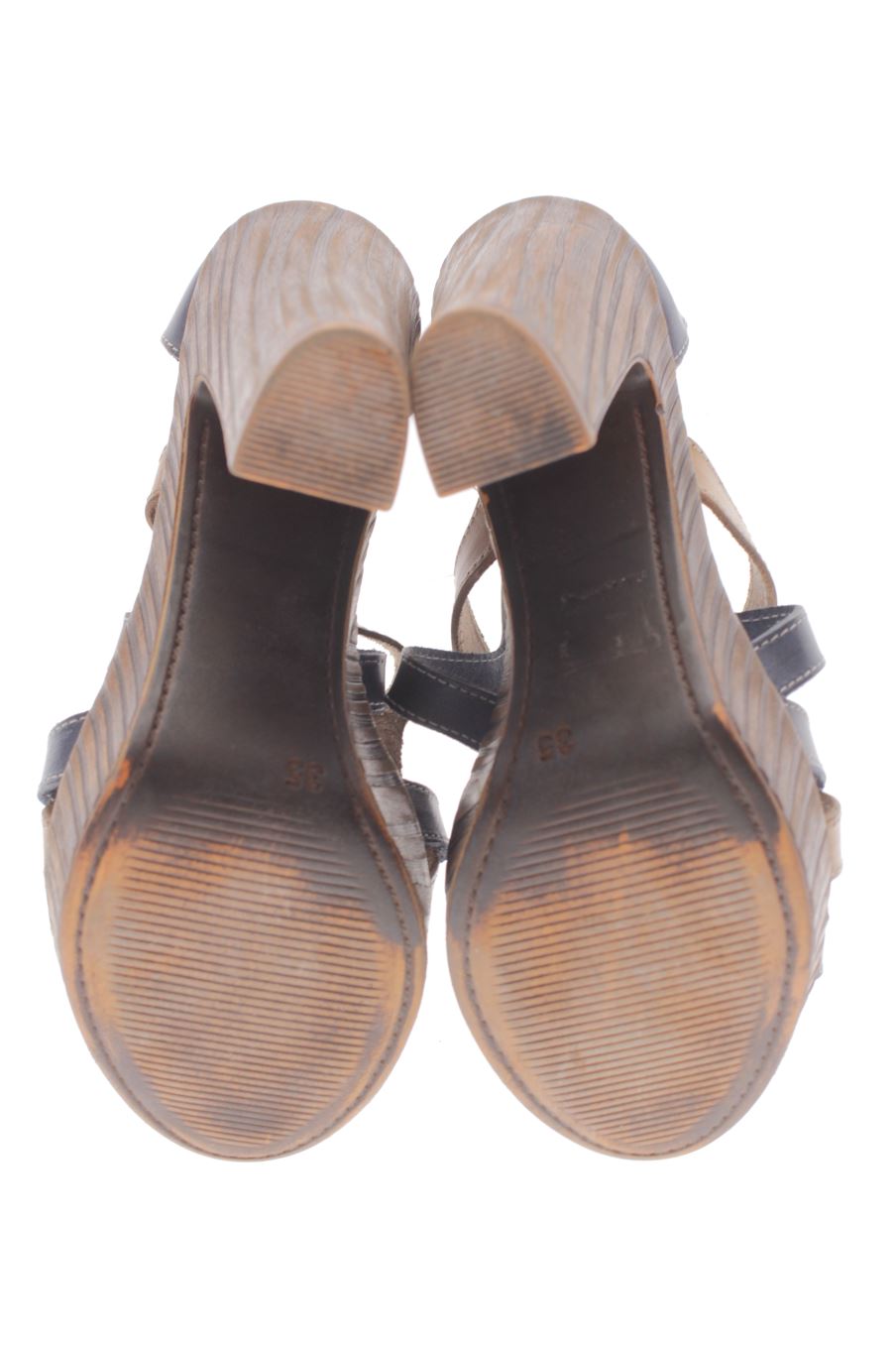 Sandalias tacon de LORENA MASSÓ de la talla 35, de color azul marino de