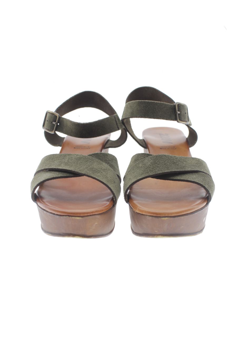 Sandalias tacon de 220V de la talla 37, de color verde de