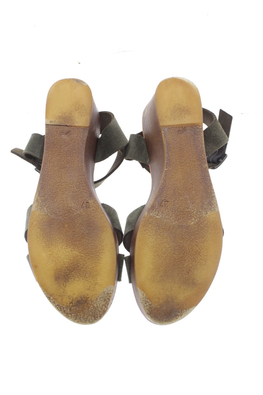 Sandalias tacon de 220V de la talla 37, de color verde de