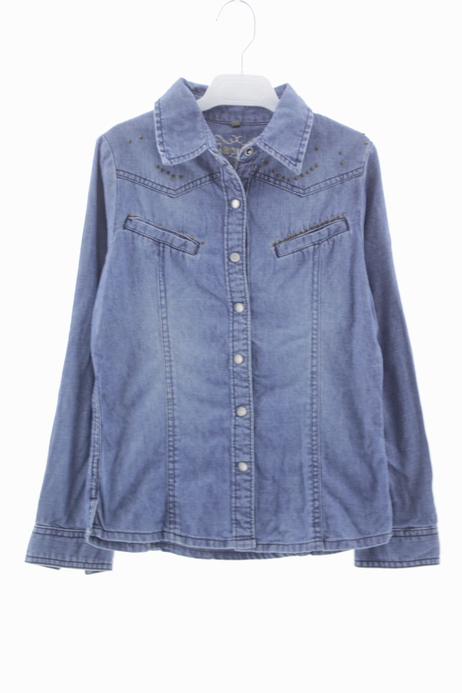 Chemise manches longues Caprice de fille de la taille 10 ans de denim de seconde main