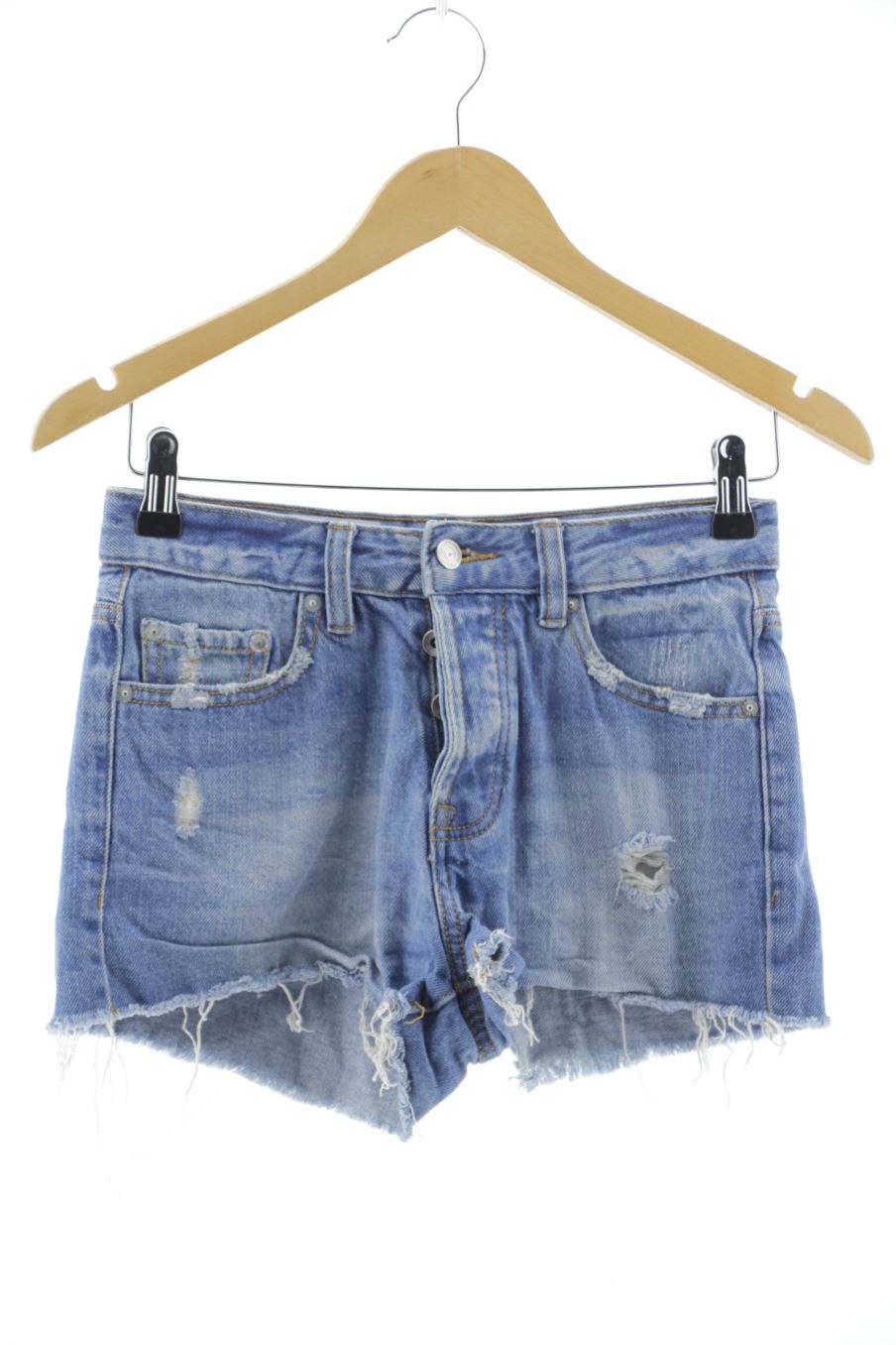 Shorts Stradivarius de la taille 34, de couleur bleu de denim