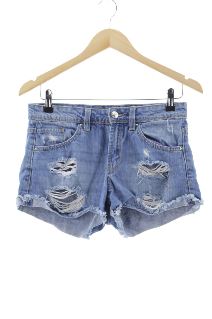 Shorts Stradivarius de la taille 34, de couleur bleu de denim