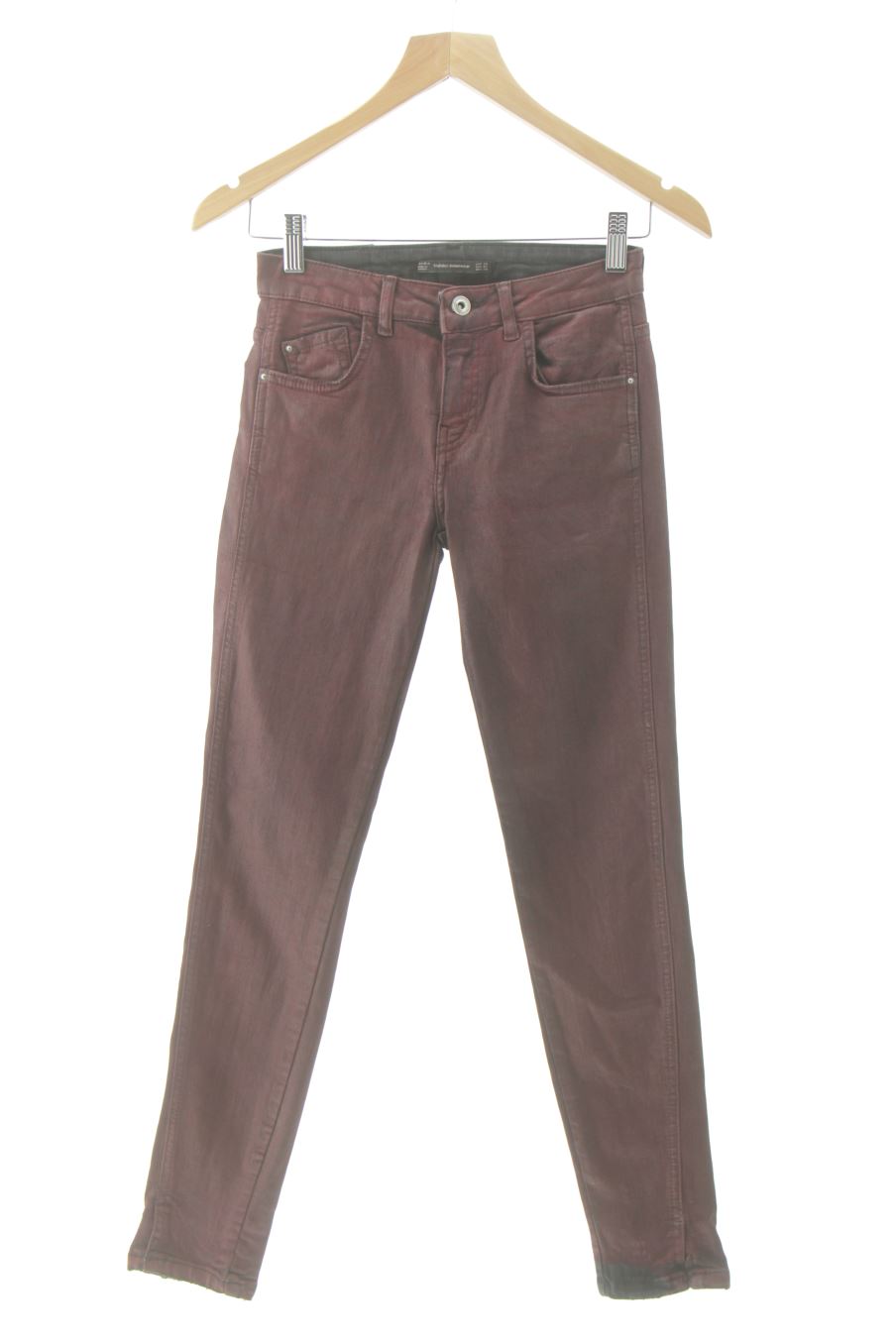 Hose von Zara Größe 34, Farbe Bordeaux, aus Synthetisch für