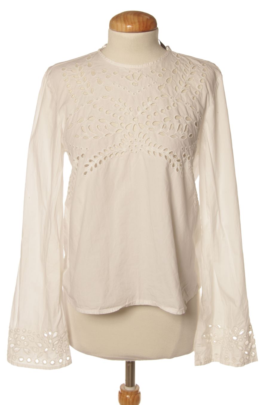 Blusa de manga larga de Zara de la talla S, de color blanco