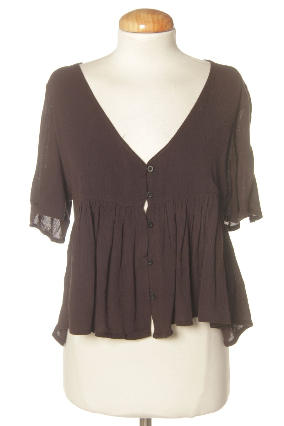 Blusa de manga corta de Pull & Bear de la talla XS, de color negro