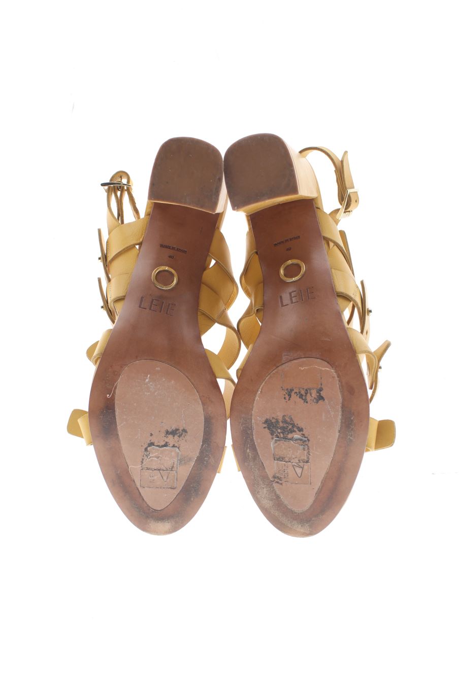 Sandalias tacon de LEIE de la talla 40, de color mostaza de