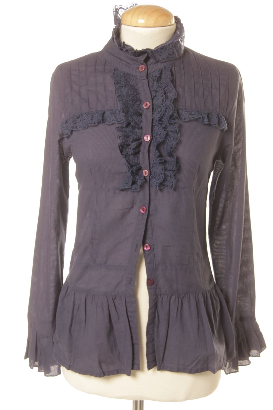 Blouse à manches longues Strena de la taille S, de couleur bleu