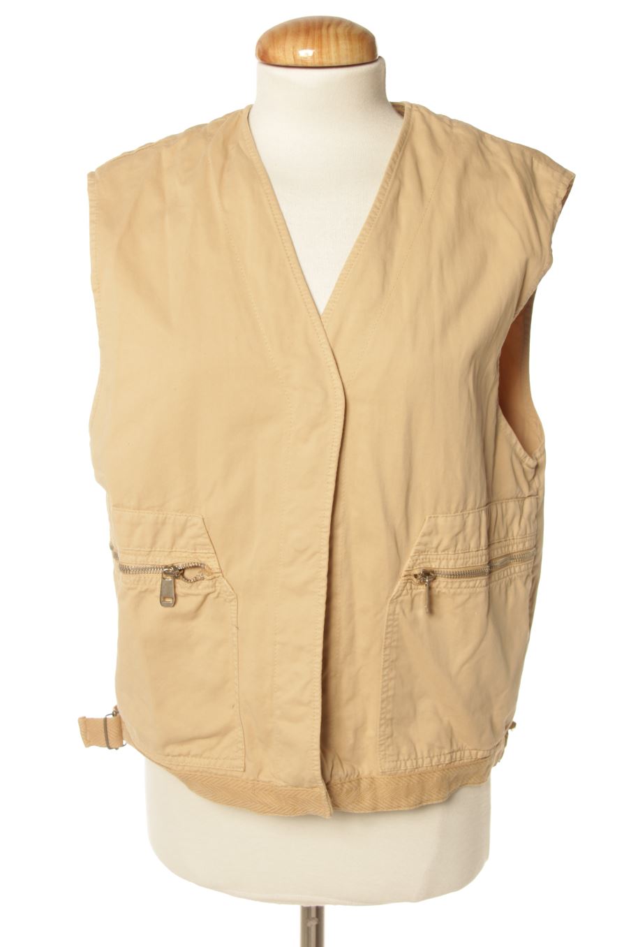 Chaleco de tela de Zara de la talla S, de color beige