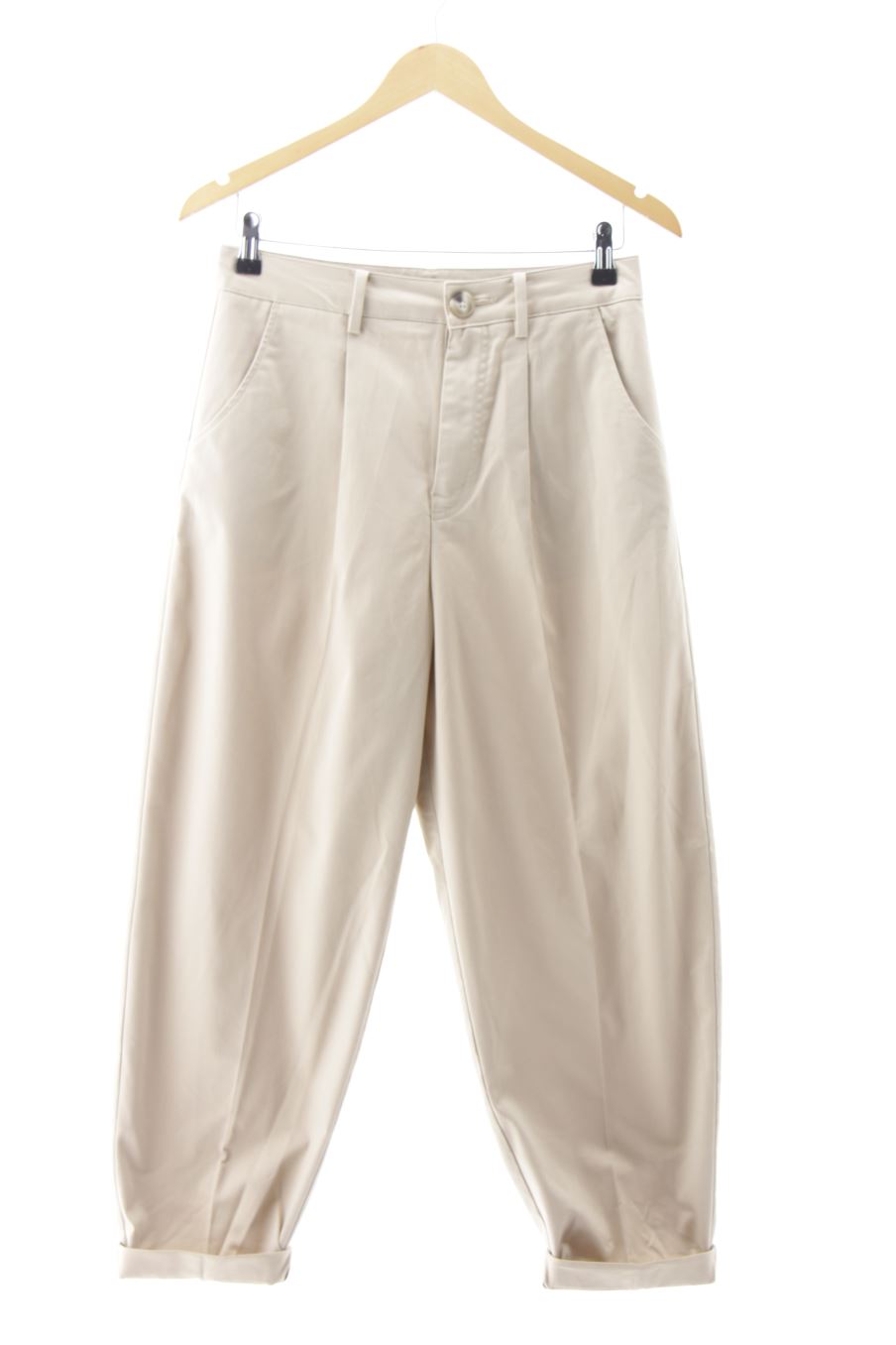 Pantalón de Zara de la talla 34, de color beige