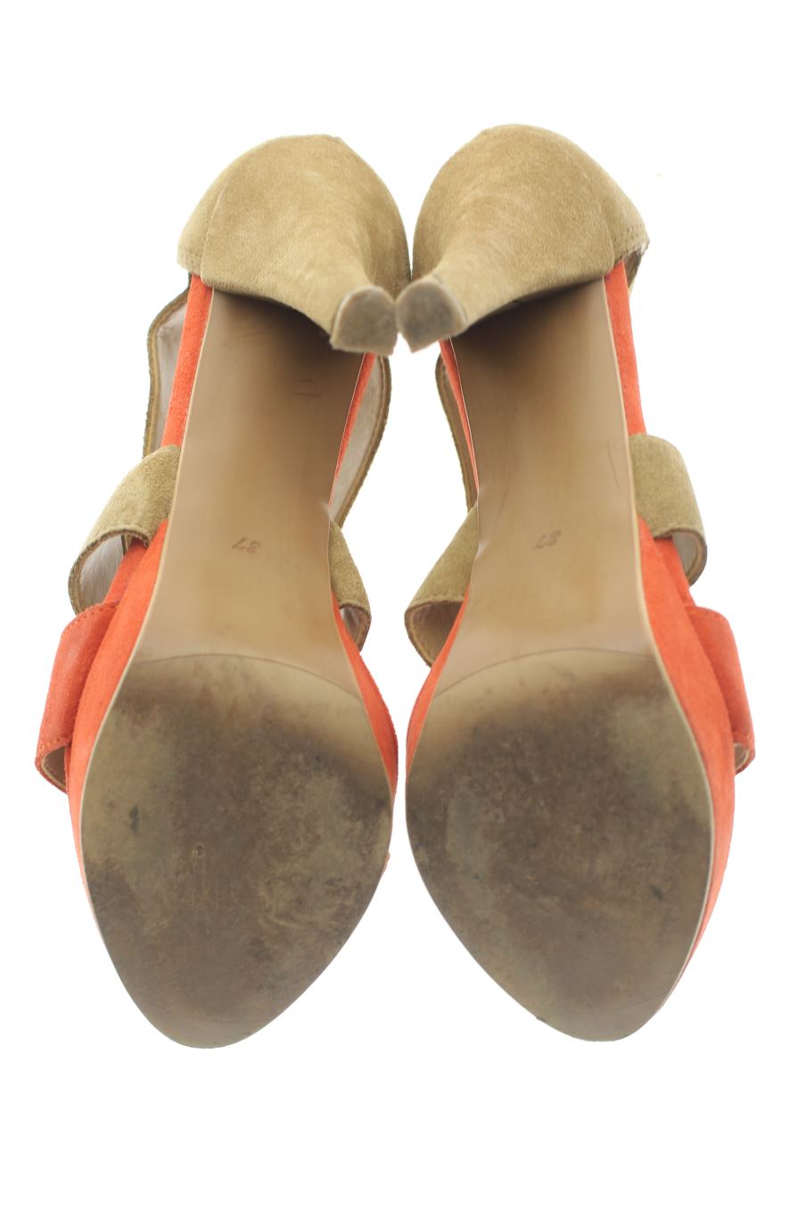 Sandalias tacon de Stradivarius de la talla 37, de color marrón de