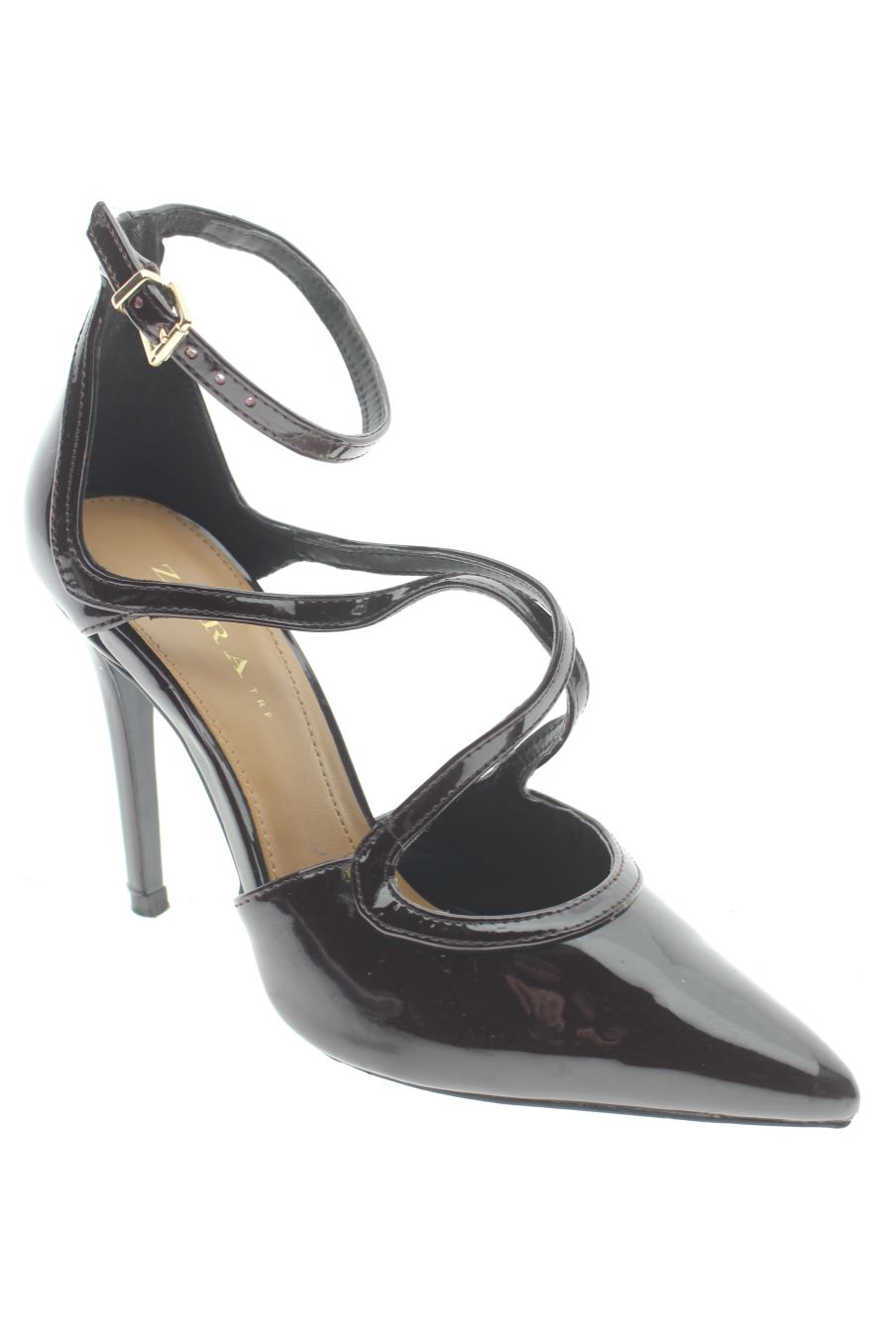 Zapatos de tacon de Zara de la talla 37, de color burdeos de