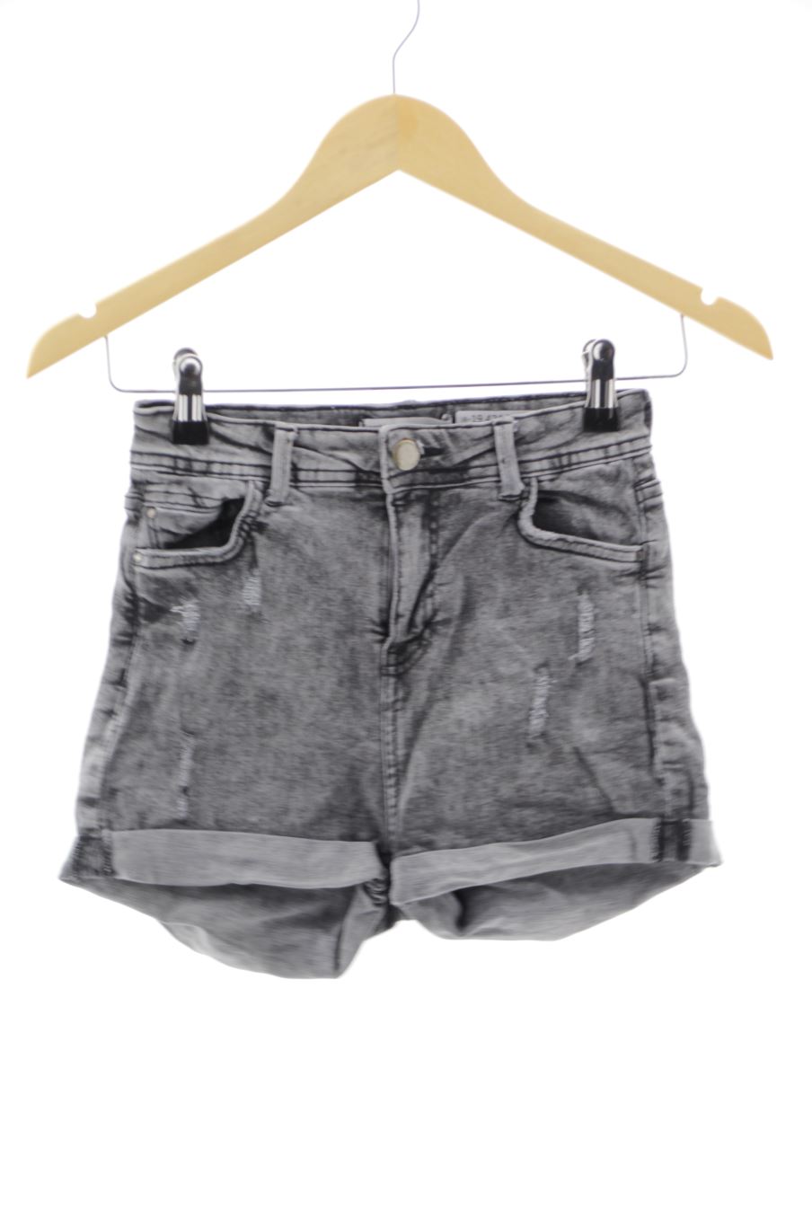 Shorts Bershka de la taille 34, de couleur gris de denim