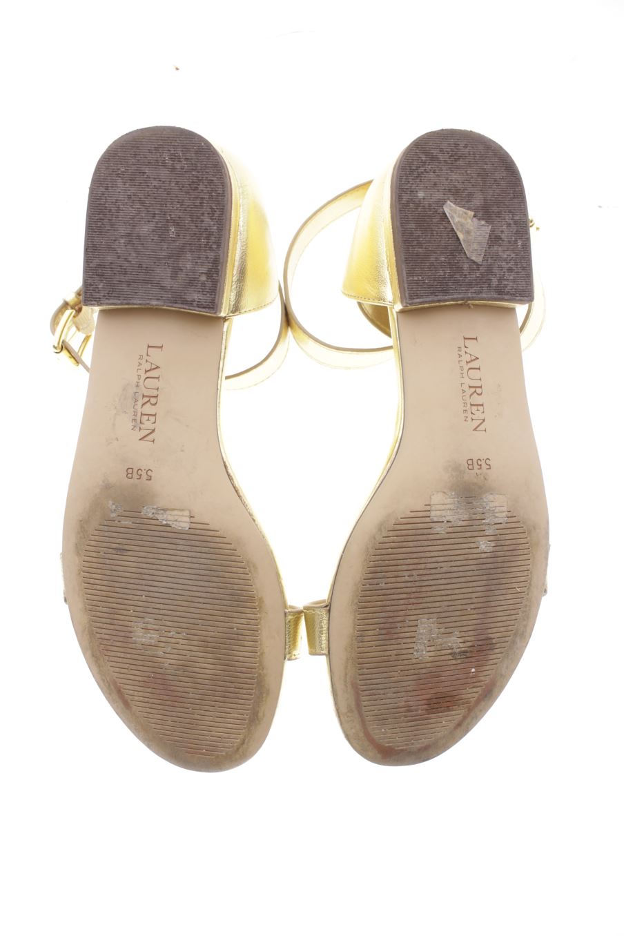 Sandalias planas de Ralph Lauren de la talla 37, de color dorado de