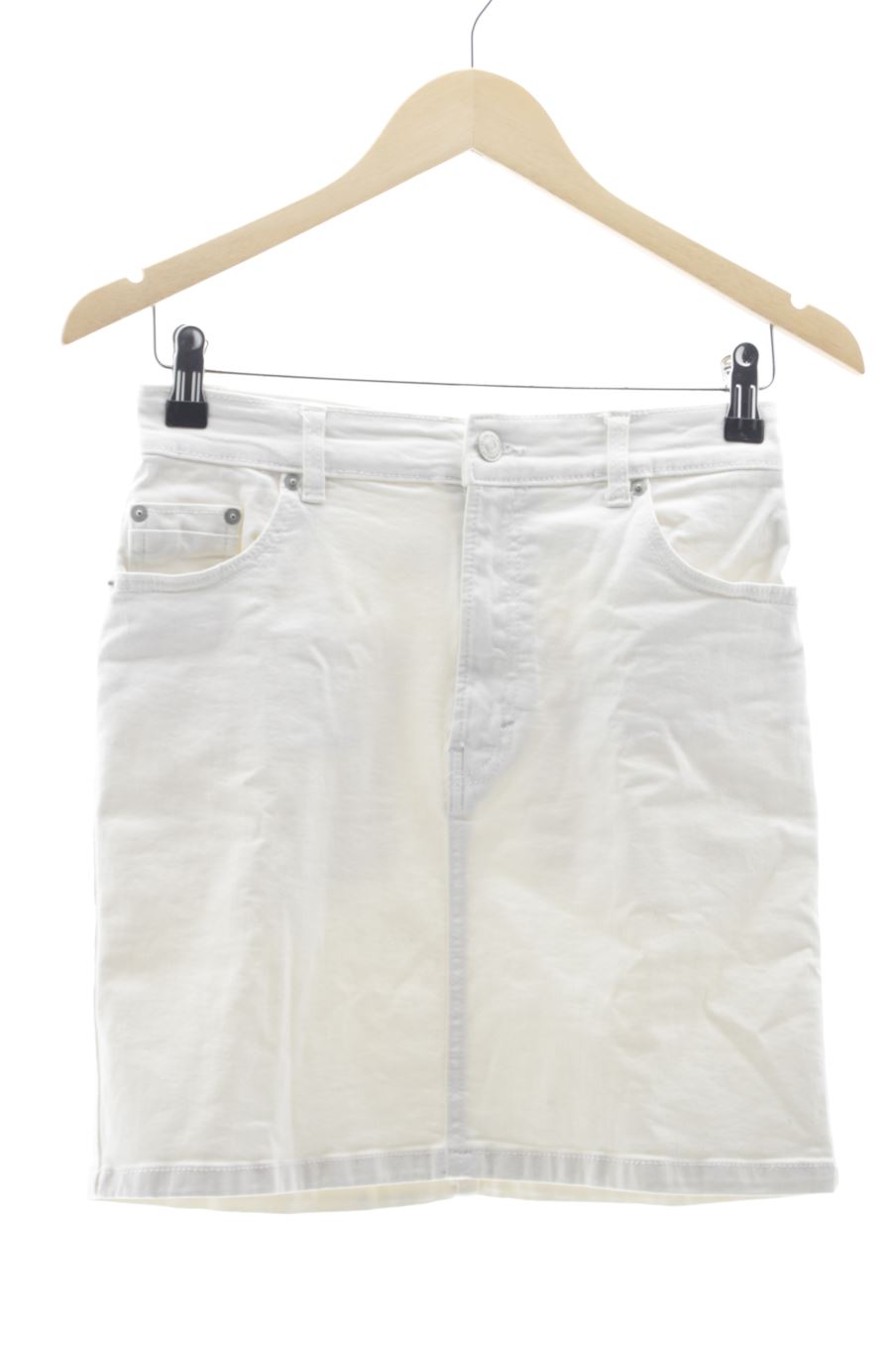 Falda de Stradivarius de la talla 38, de color blanco de ropa vaquera