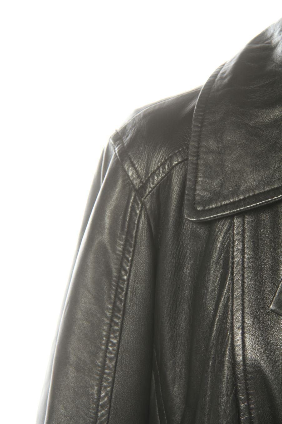 Veste En Cuir Noir Femme Leathertex Taille XL/42 - Occasion Excellent état, Style Parka