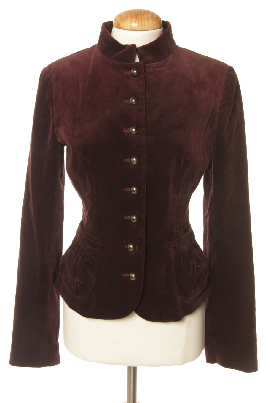 Cazadora de Caroll de la talla 36, de color morado de terciopelo