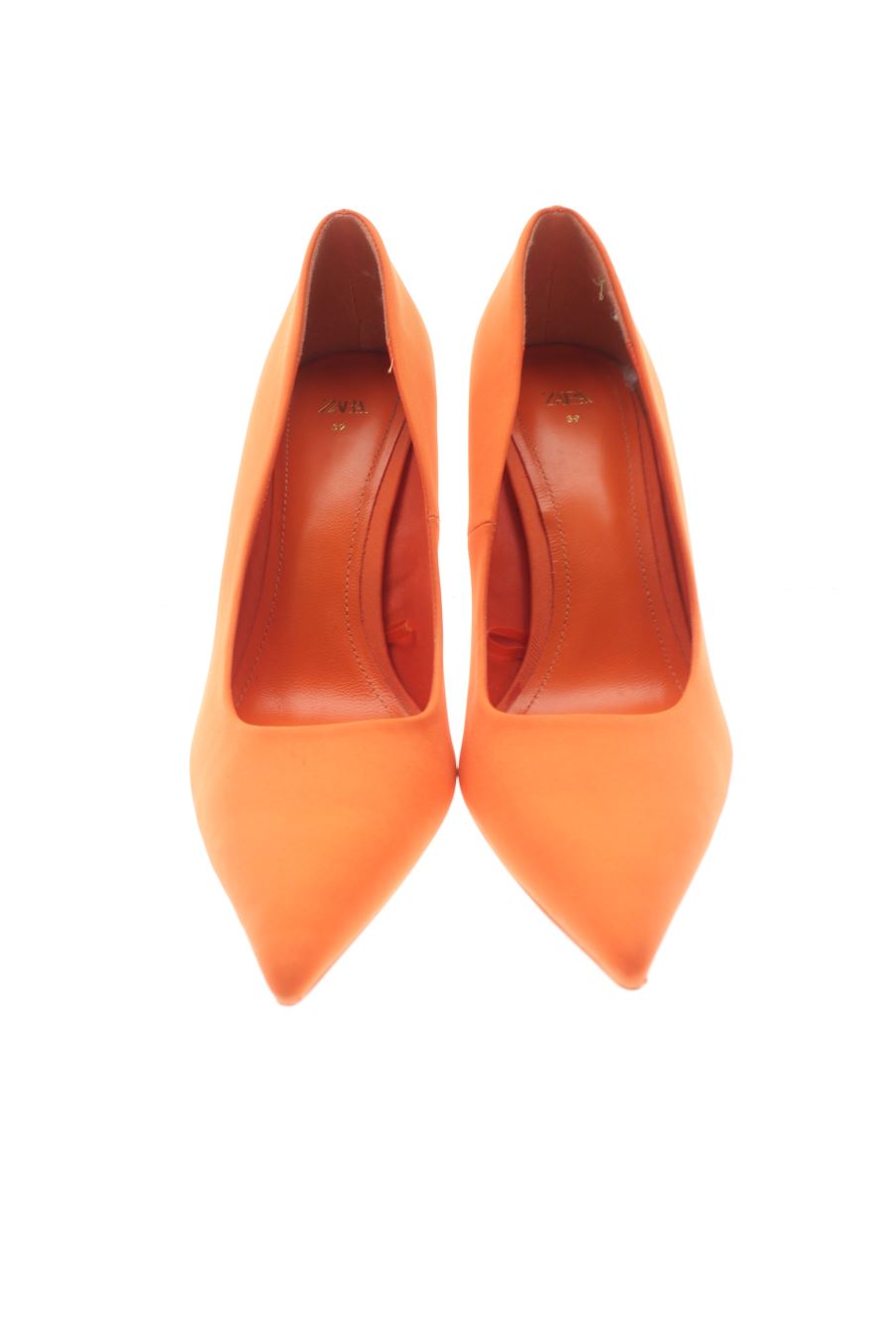 Zapatos de tacon de Zara de la talla 39, de color naranja de