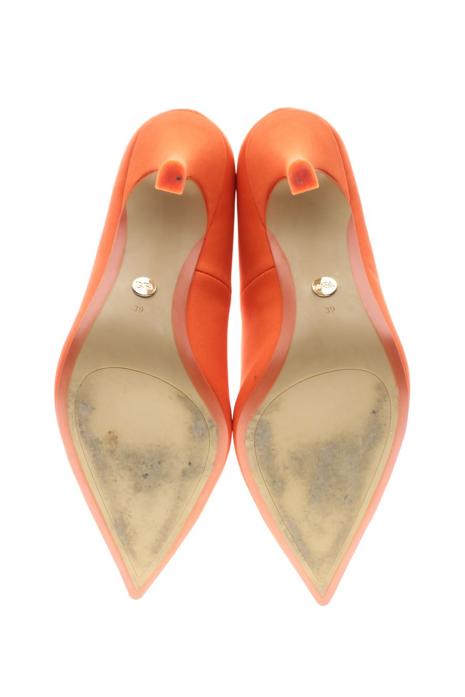 Zapatos de tacon de Zara de la talla 39, de color naranja de