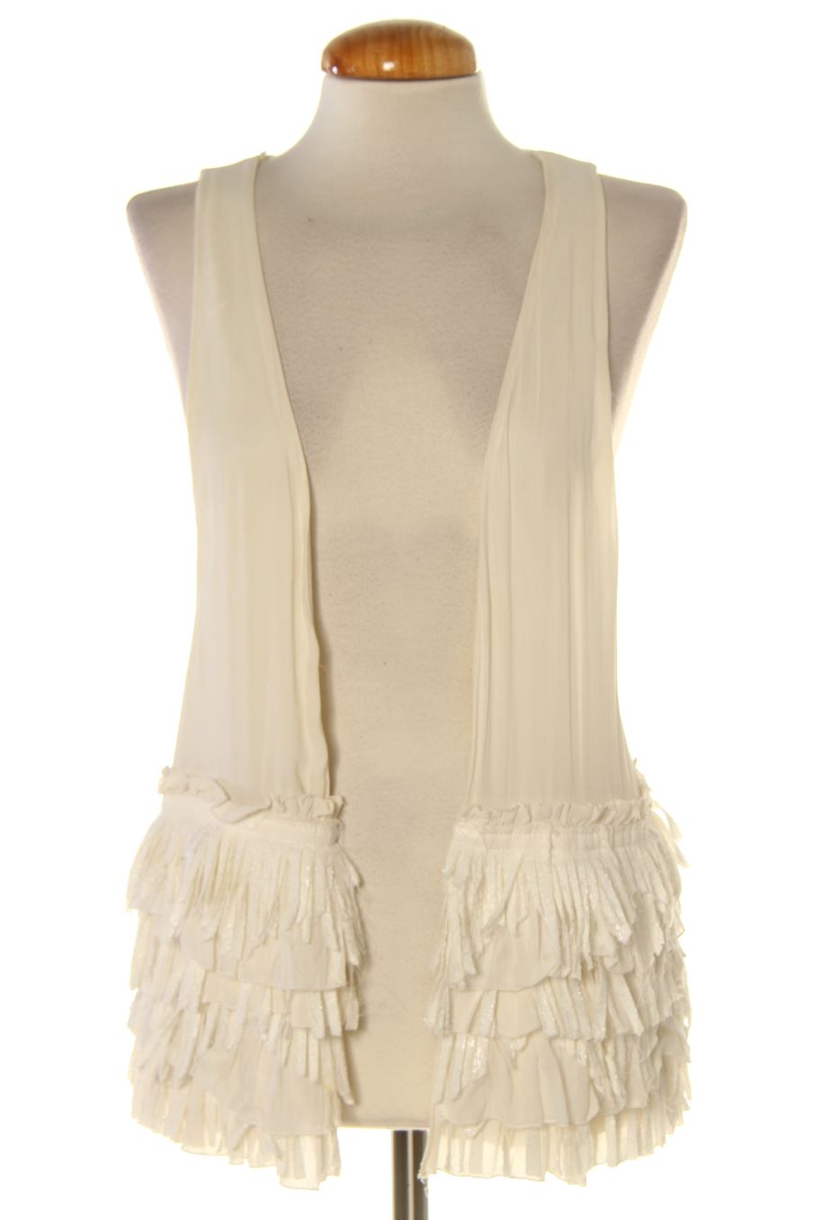 Chaleco de tela de Zara de la talla M, de color blanco