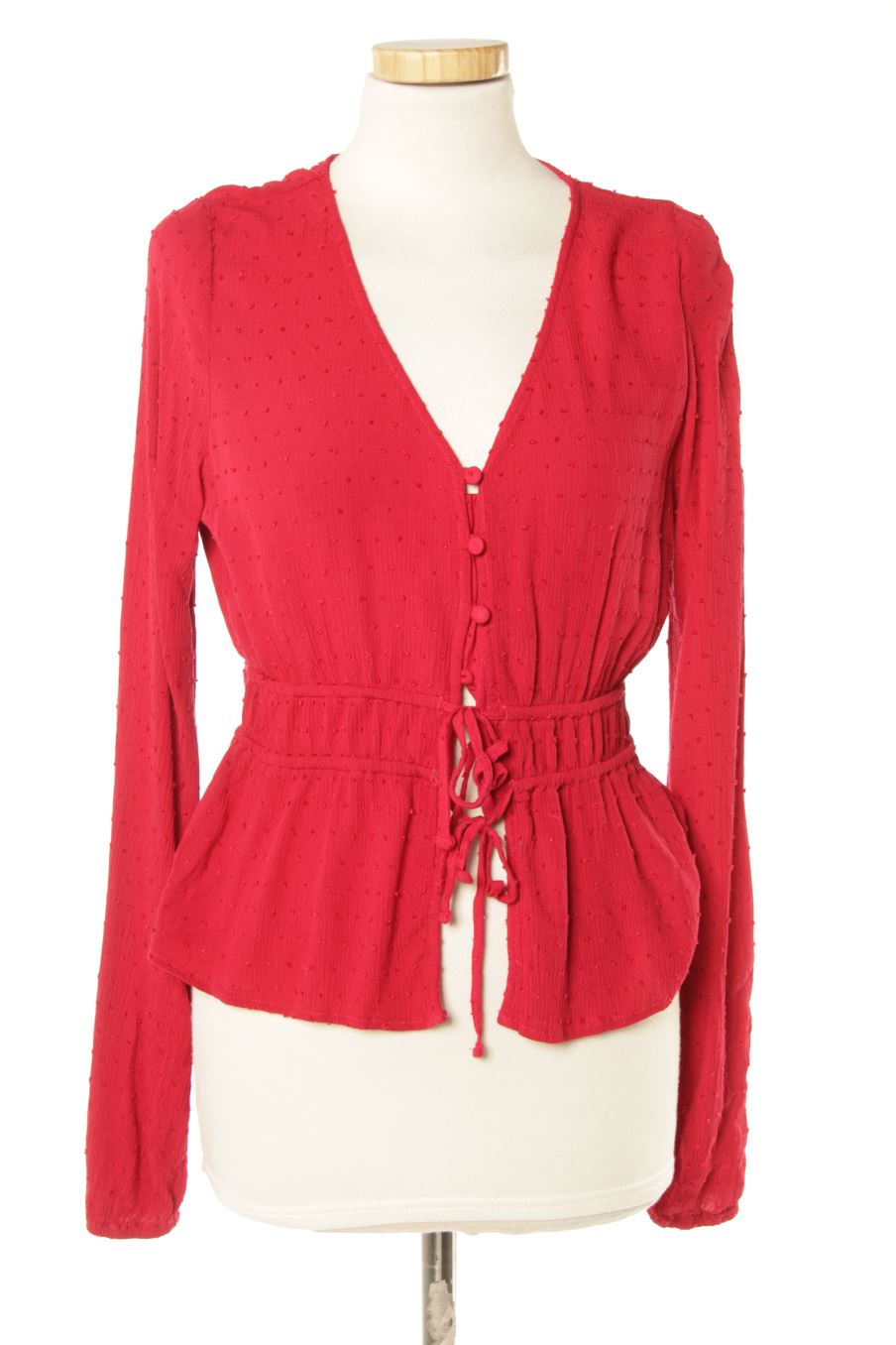 Blouse à manches longues Hollister de la taille S, de couleur rouge