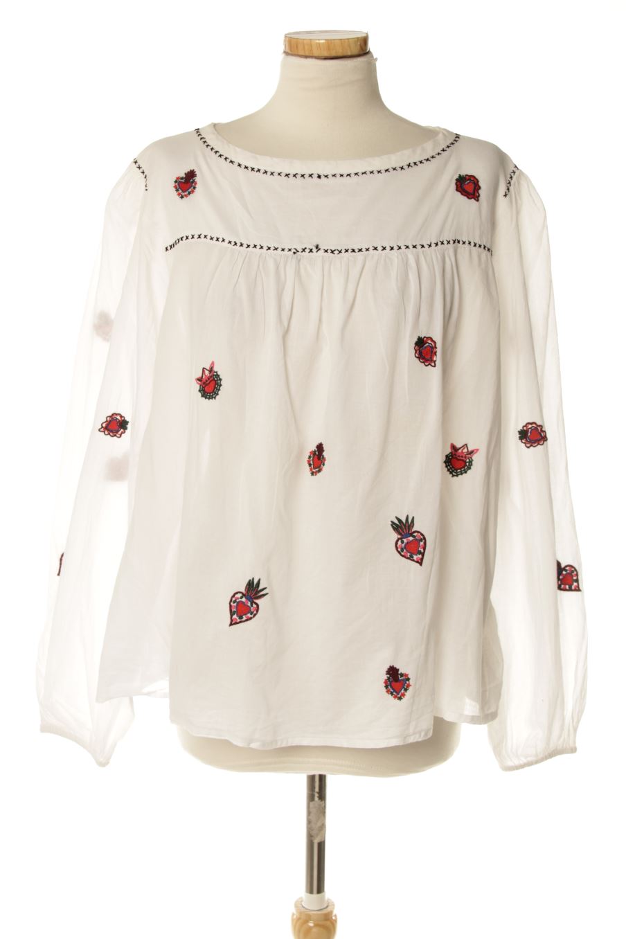 Blouse à manches longues Monoprix de la taille 42, de couleur blanc