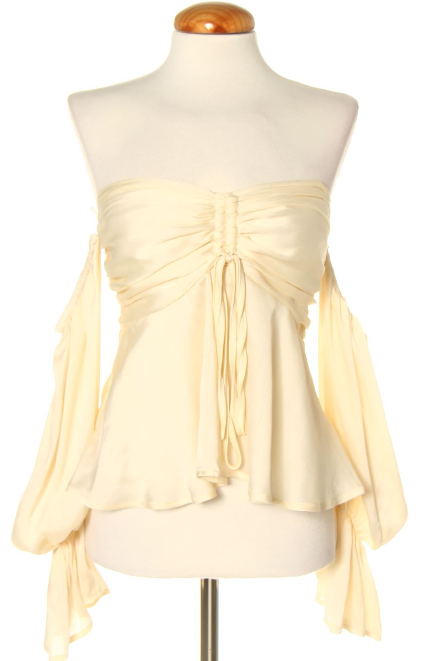 Blusa de manga larga de PERCENTIL de la talla S, de color dorado de seda