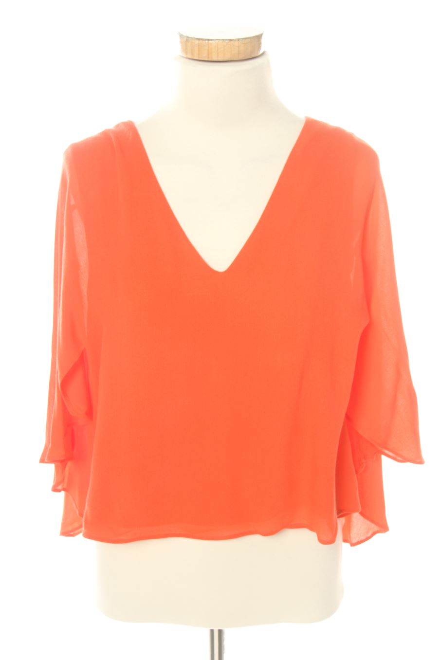Blouse à manches courtes Zara de la taille XS, de couleur orange