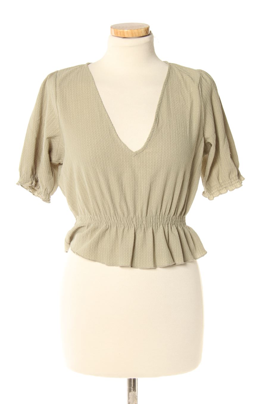 Blouse à manches courtes Pull & Bear de la taille XS, de couleur vert