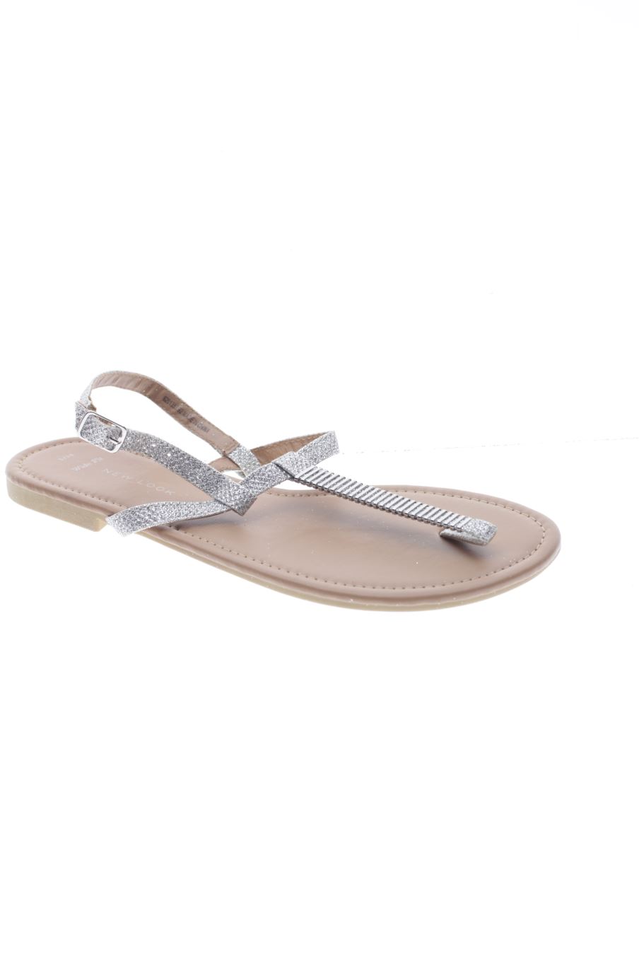 Flache Sandalen von new look in der Grösse 38, in der Farbe silbern aus