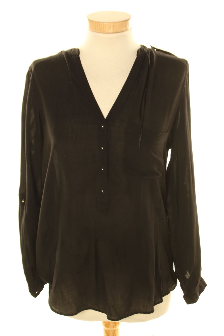 Blouse à manches longues Zara de la taille XS, de couleur noir