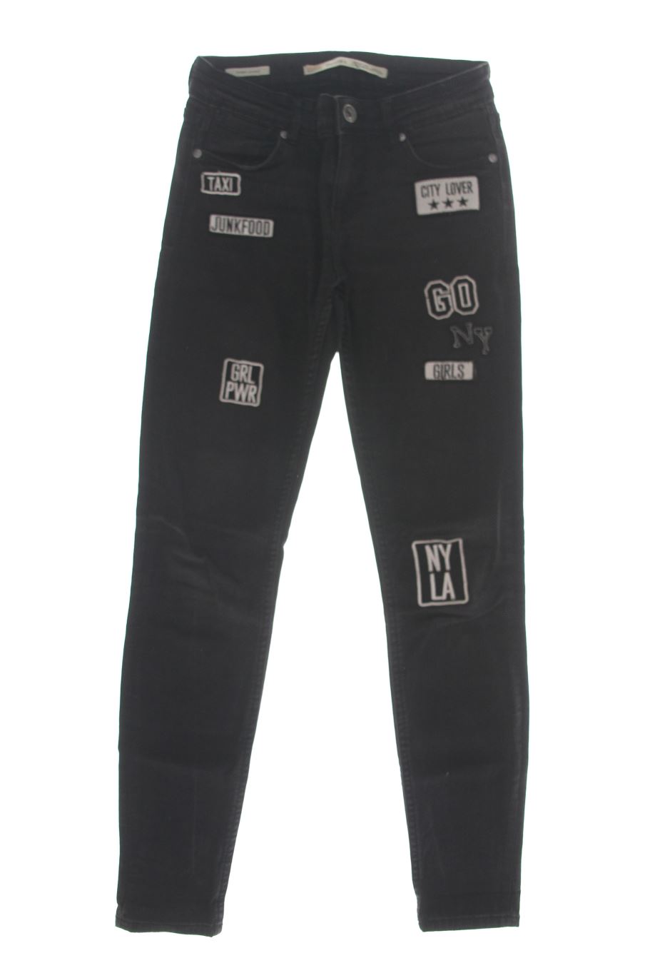 Vaquero de Bershka de la talla 34, de color gris de ropa vaquera