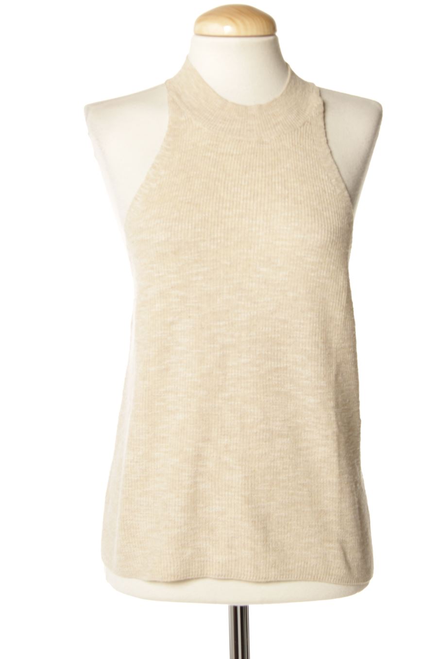 Chaleco de tela de Mango de la talla M, de color beige