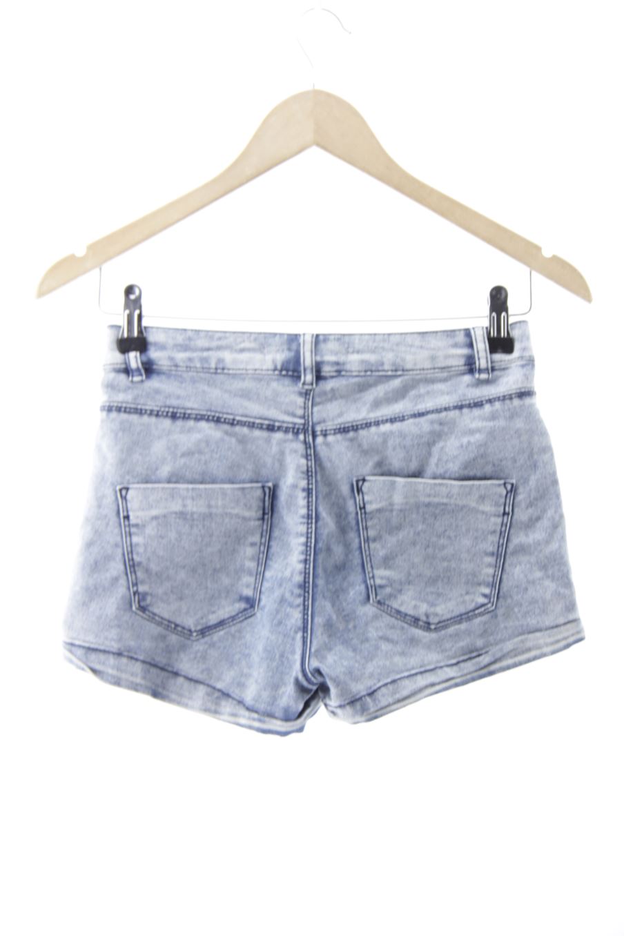 Pantalón corto de Bershka de la talla 34, de color azul de ropa vaquera