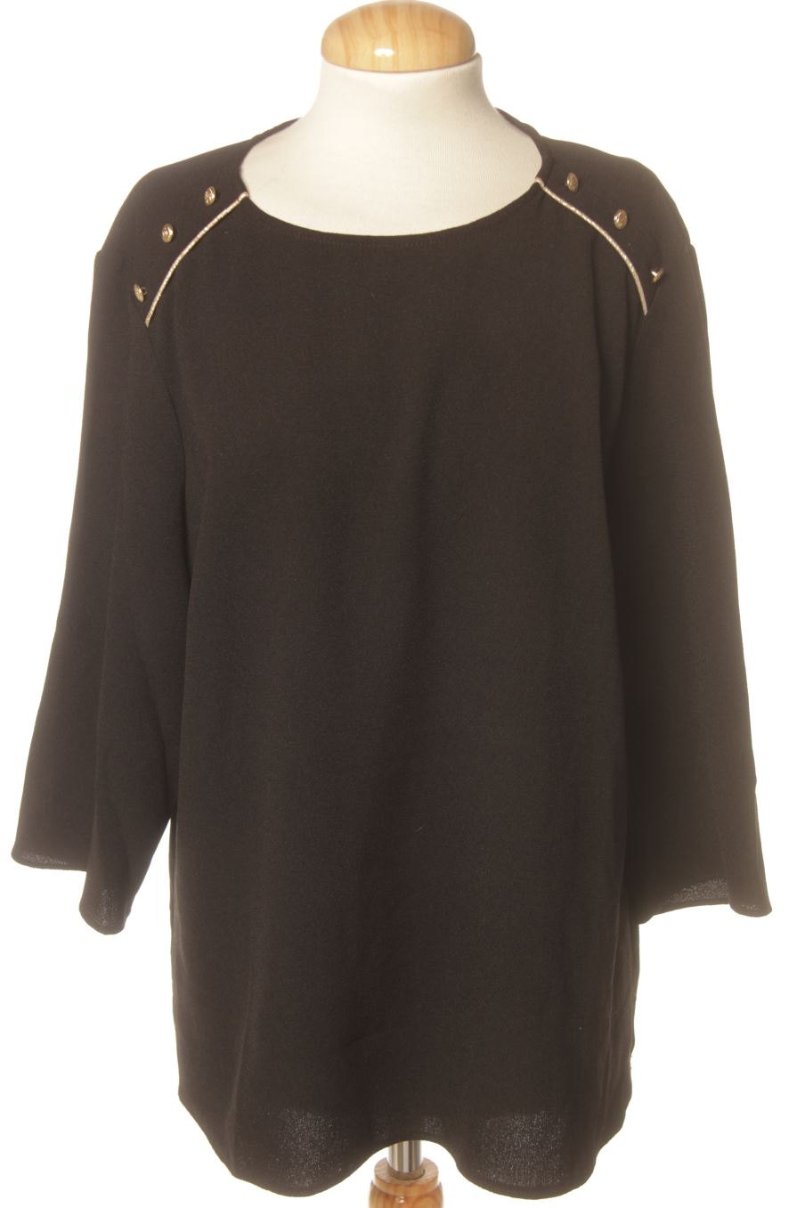 Blusa de manga larga de Merletti de la talla 46, de color negro