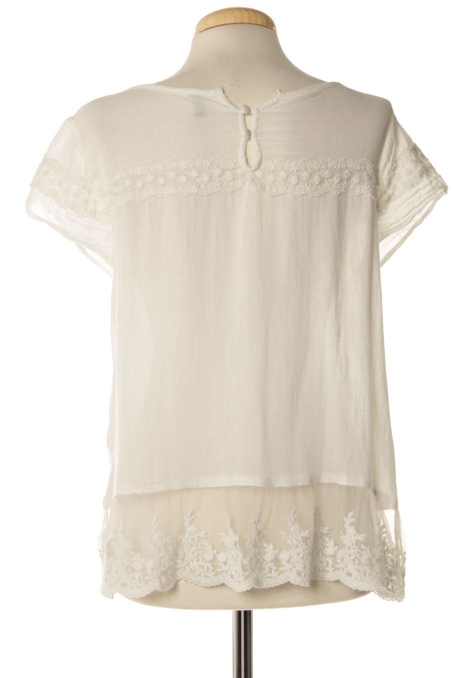 Blusa de manga corta de Benetton de la talla S, de color blanco