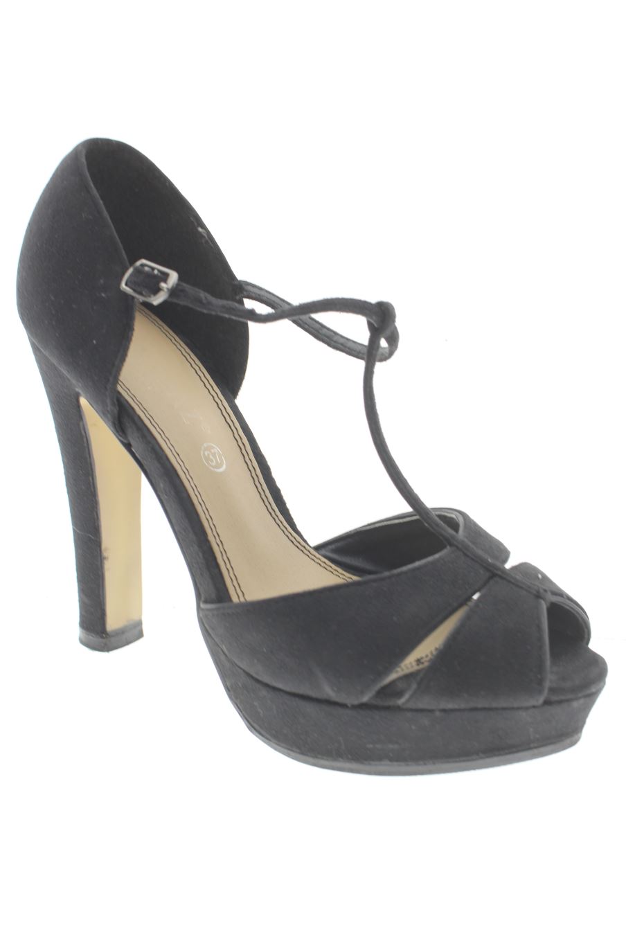 Sandalias tacon de Marypaz de la talla 37, de color negro de