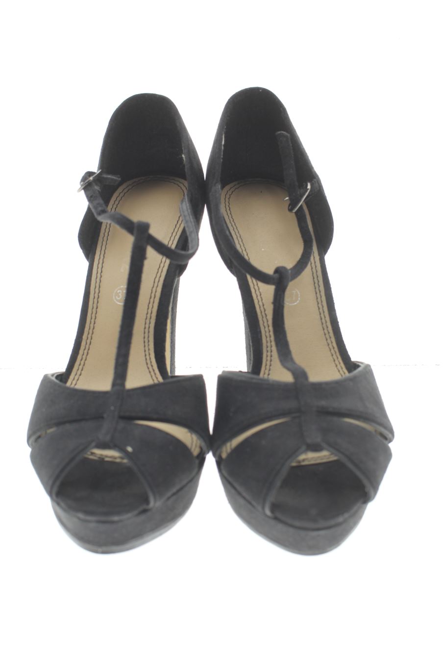 Sandalias tacon de Marypaz de la talla 37, de color negro de
